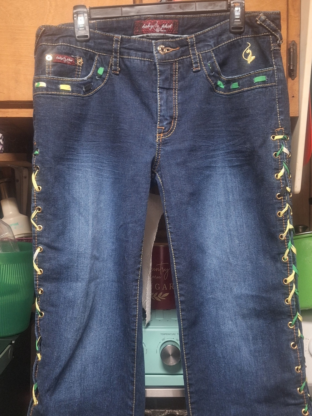 Womens' Baby Phat Dark Blue Lace-Up Side Jeans